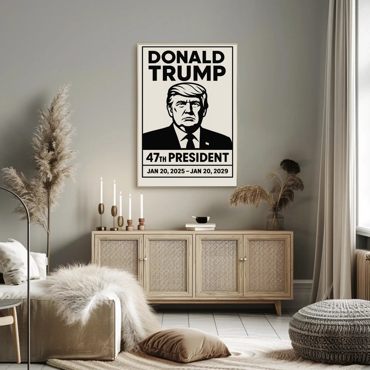 Trump Commanding Presence Monochrome Poster