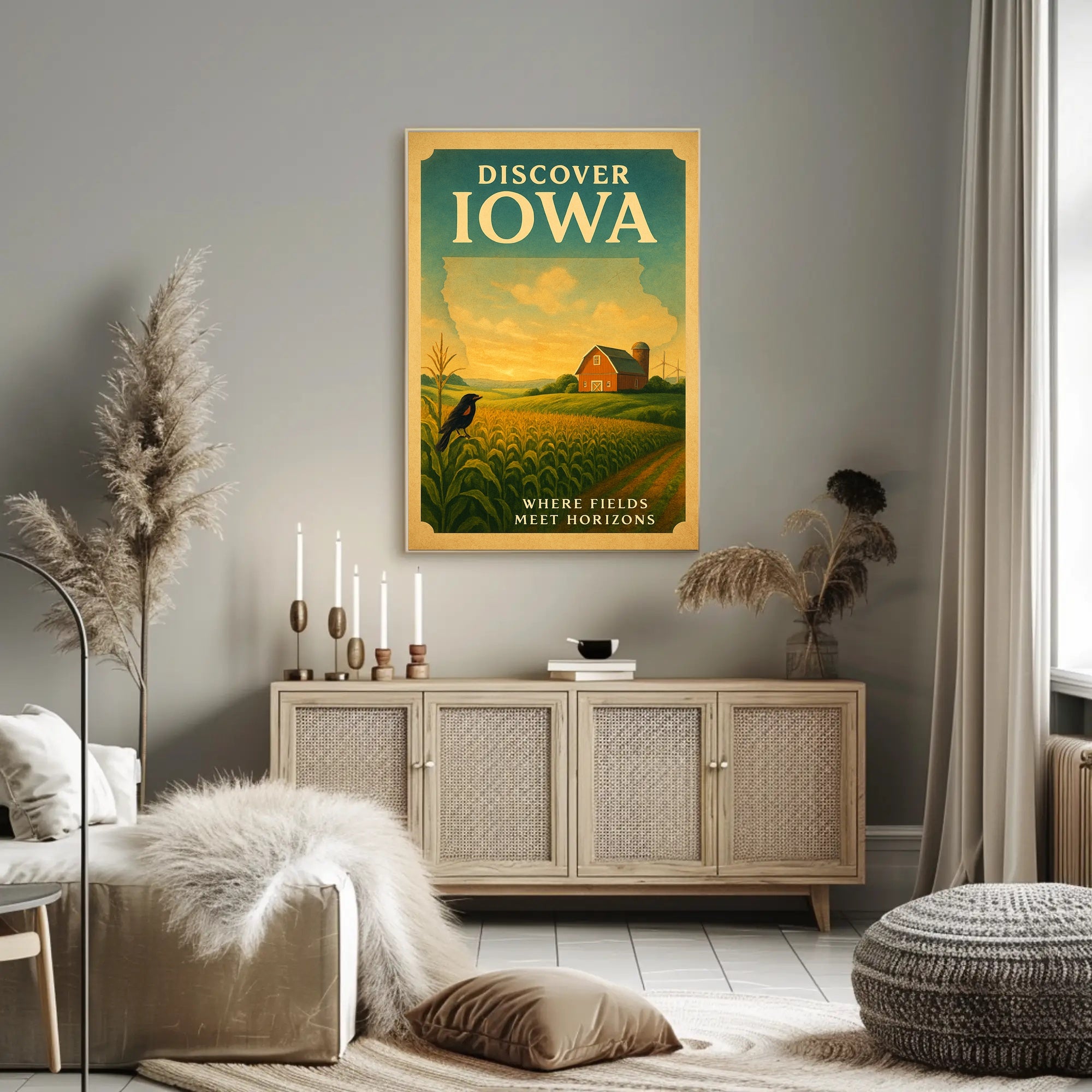 Iowa Countryside Vintage Travel Poster