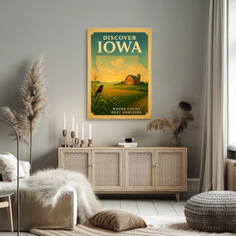 Iowa Countryside Vintage Travel Poster