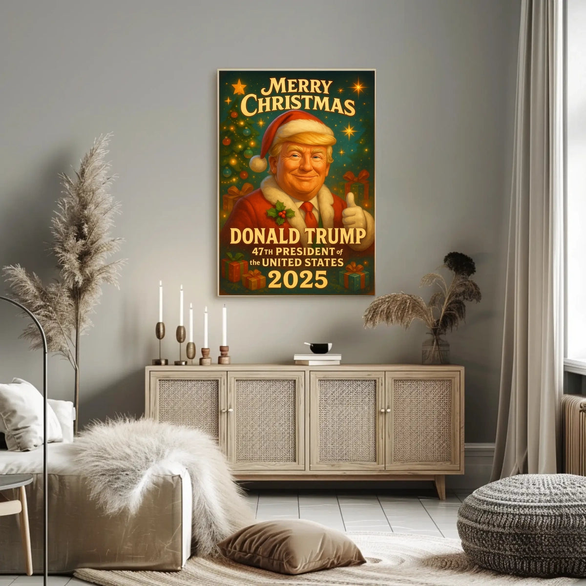 Merry Christmas Donald Trump Santa Suit Political Poster