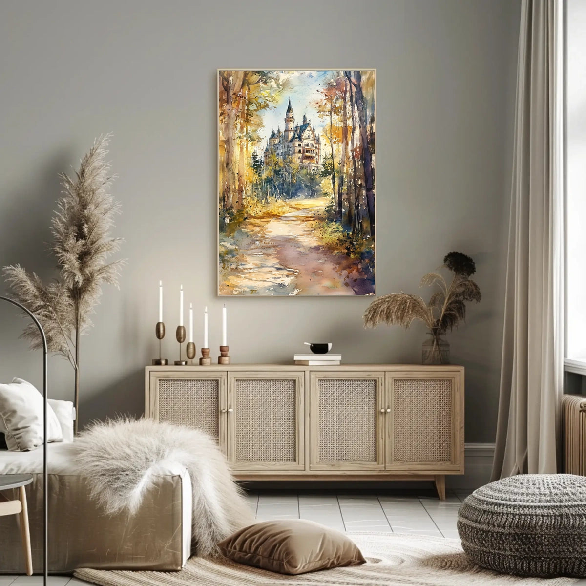 Germany Neuschwanstein Castle View from Forest Path Poster