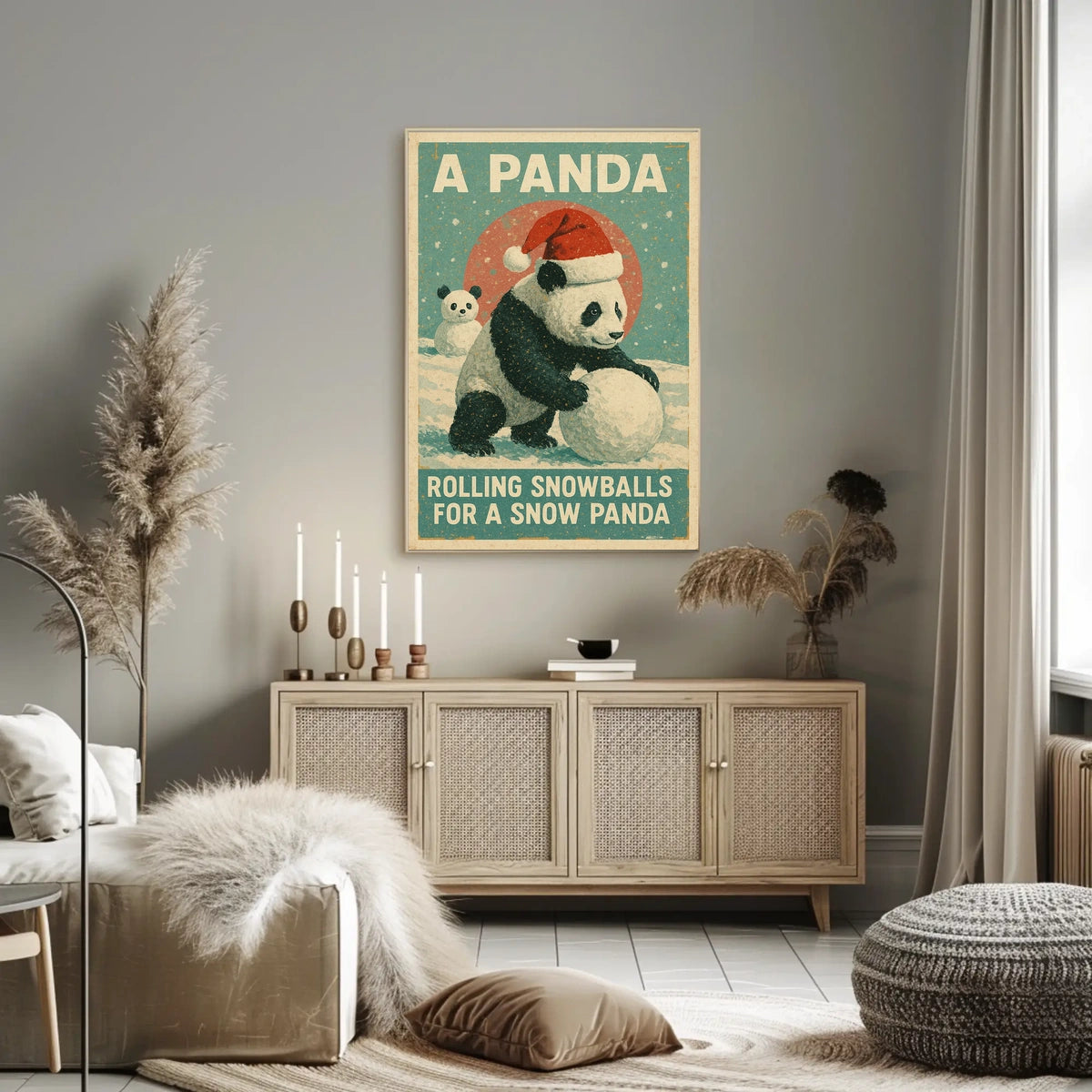 Winter Panda Scene Poster