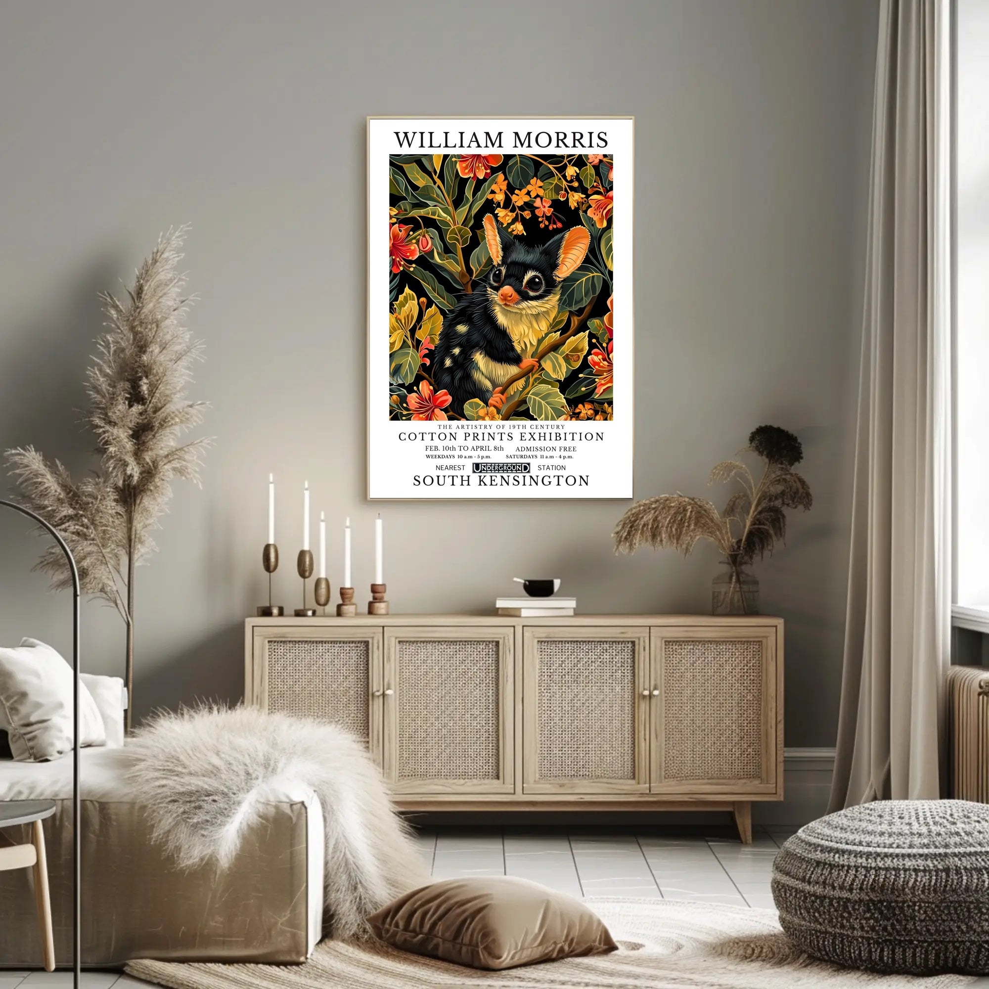 Vibrant Possum in Floral Wonderland Artistic Poster