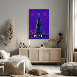 Dubai Skyline Burj Khalifa Futuristic Sci-Fi Poster