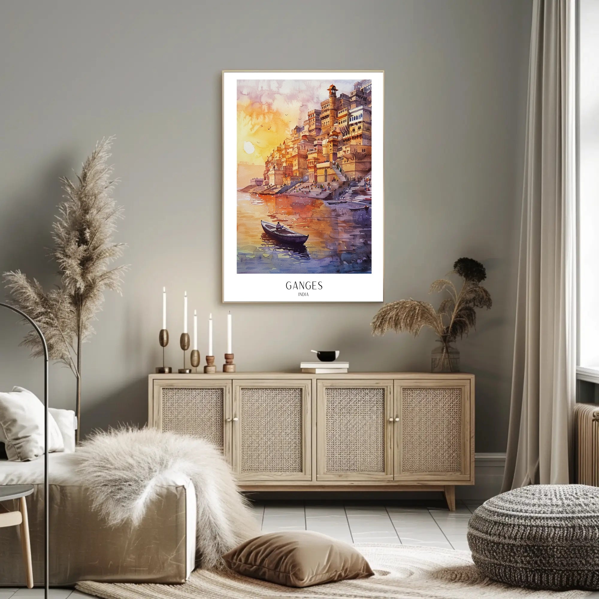 Ganges Sunrise in Varanasi Cultural Heritage Poster PosterGoat
