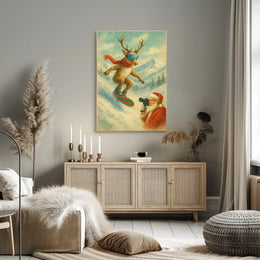 Reindeer On The Slopes Poster