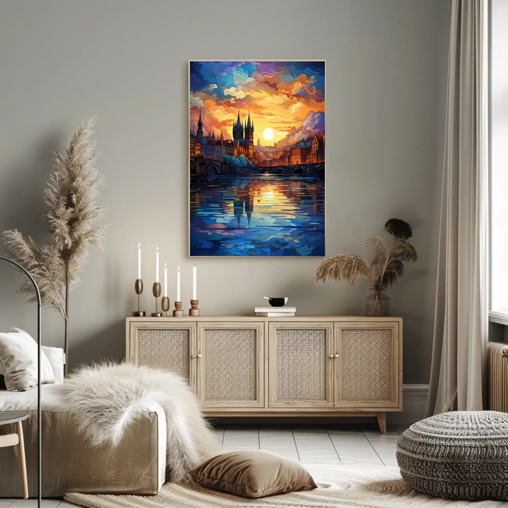 Enchanted Cityscape At Sunset Poster