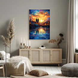 Enchanted Cityscape At Sunset Poster
