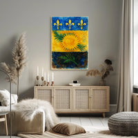 Sunflower and Fleur-de-Lis Poster