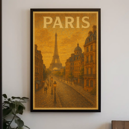 Paris Eiffel Tower Vintage Evening Poster