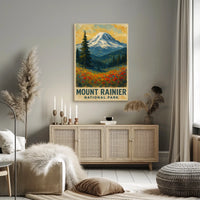 Mount Rainier National Park Wanderlust Vintage Ads Poster