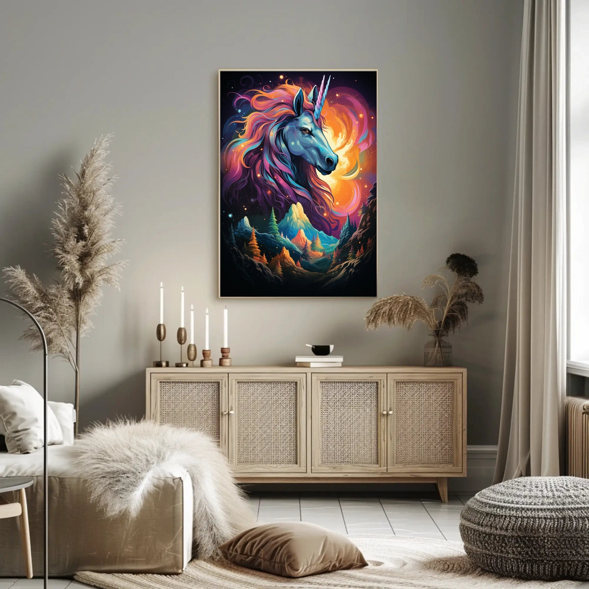 Majestic Unicorn Fantasy Art Poster for Walls