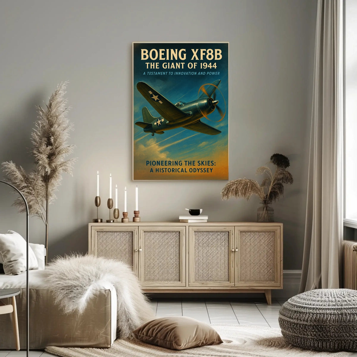 Boeing XF8B Vintage Aviation Poster, 1944 Design