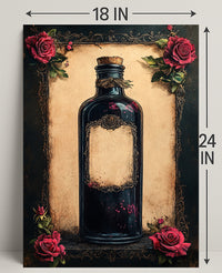 Vintage Potion Bottle With Roses Vintage Poster