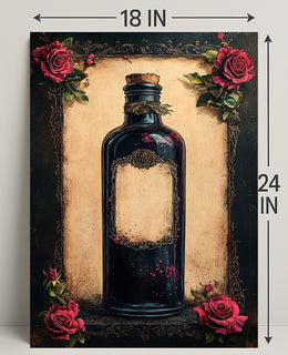 Vintage Potion Bottle With Roses Vintage Poster