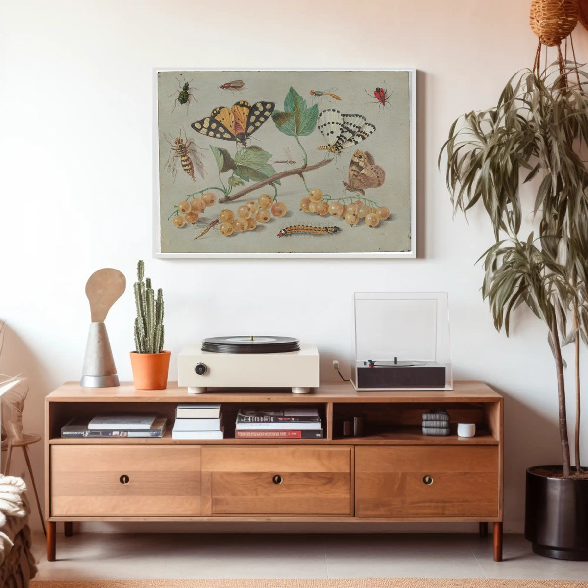 Insect and Foliage Vintage Botanical Illustration Educational Poster