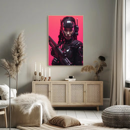 Cybernetic Warrior in Futuristic Sci-Fi Poster