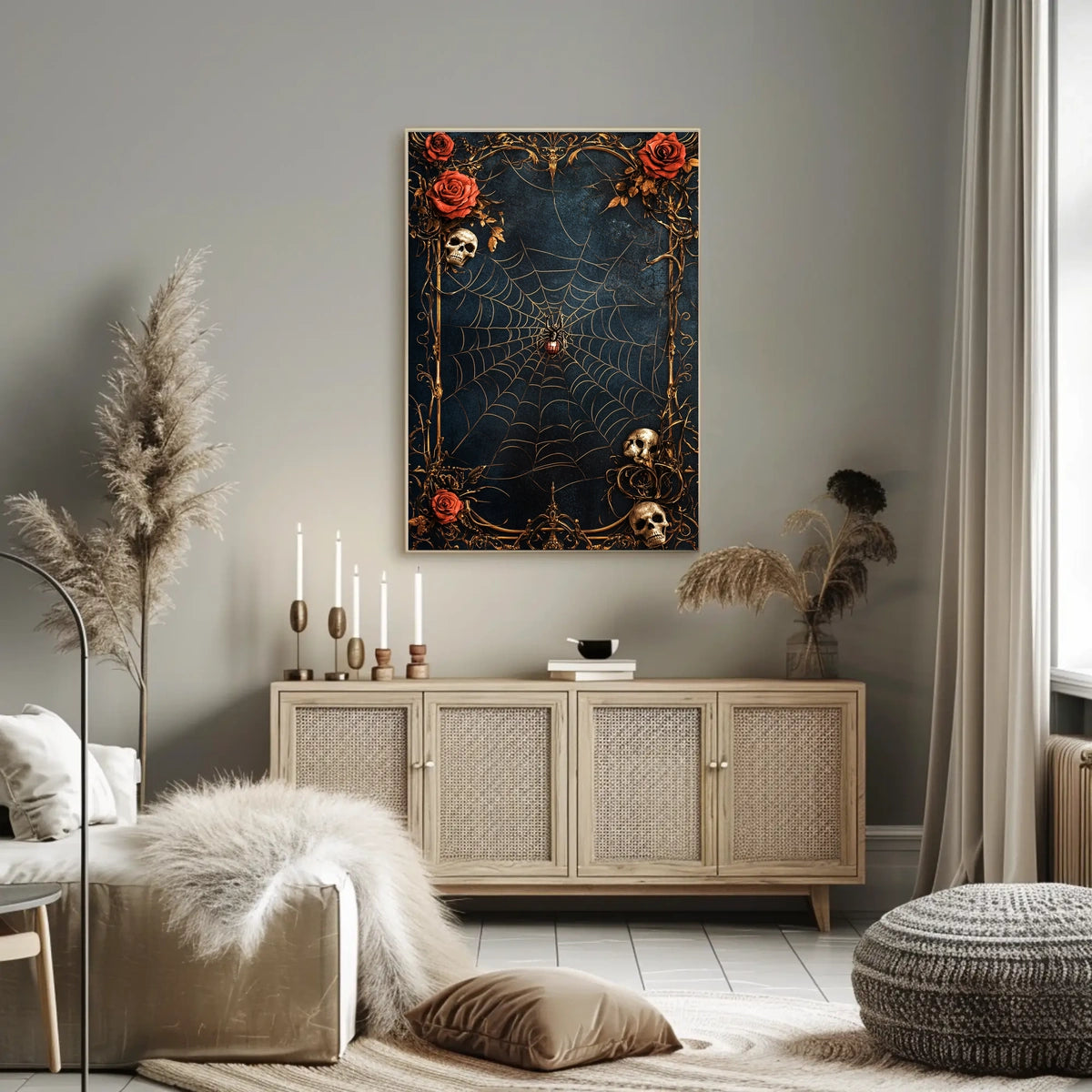 Dark and Mysterious Spiderweb Gothic Art Poster