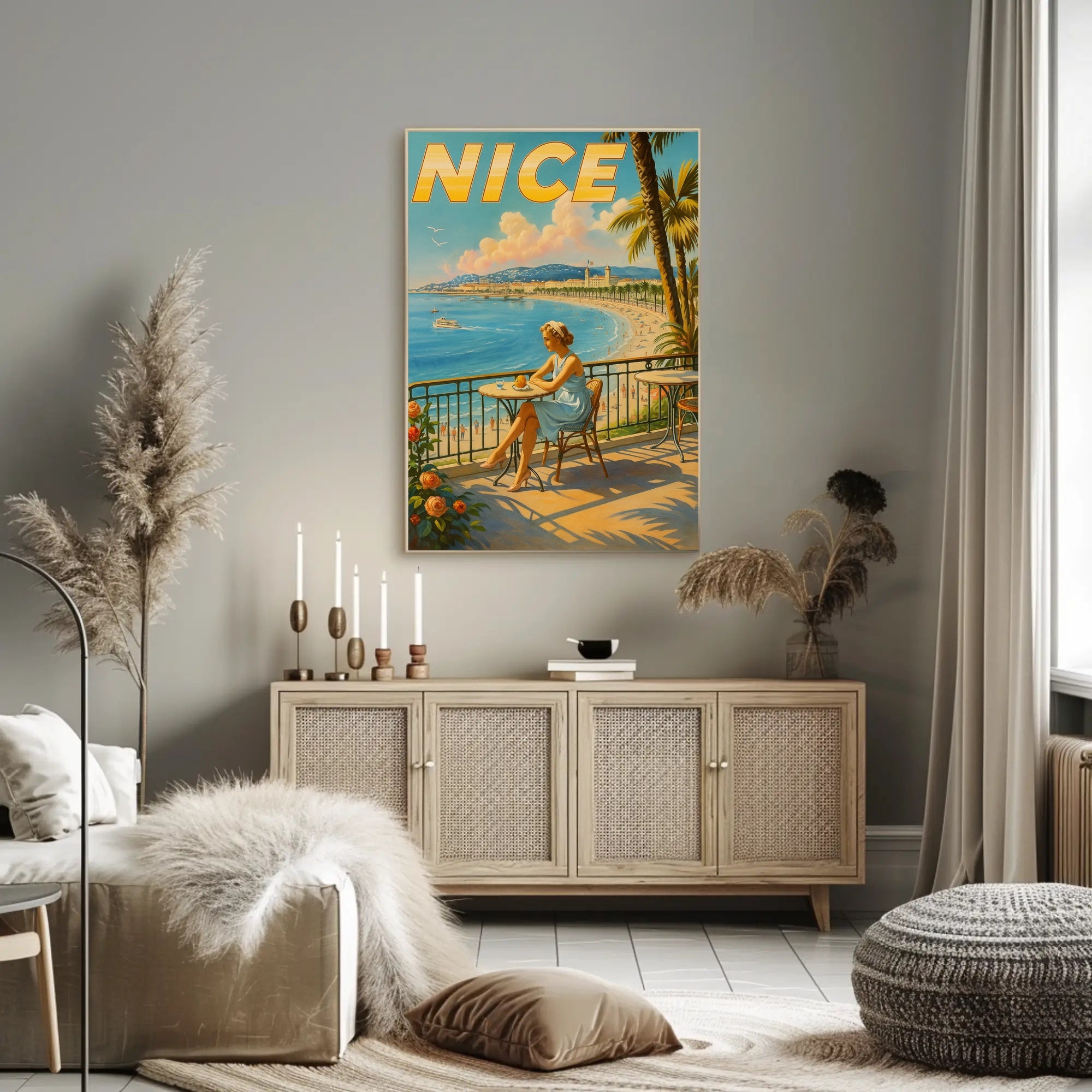 Vintage Nice France Coastal Travel Poster