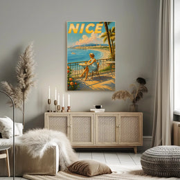 Vintage Nice France Coastal Travel Poster
