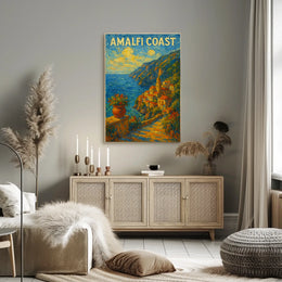 Amalfi Coast Poster Art for Coastal Wall Decor 18x24