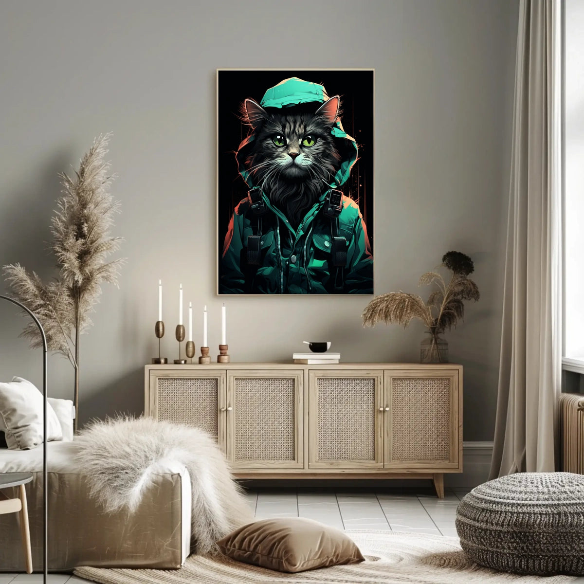 Anthropomorphic Cat Poster: Urban Fantasy Art Print