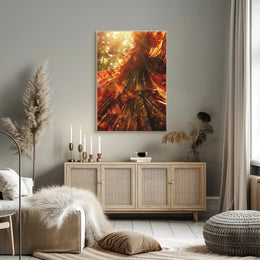Mystical Enchantment in Grand Candle-Lit Library Poster PosterGoat