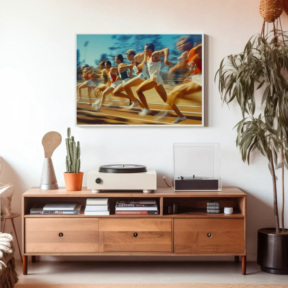 Vintage Athletes Sprinting Race Poster Art Print