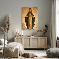 Religious Iconography Poster: Virgin Mary in Golden Aura