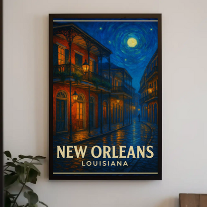 New Orleans Louisiana Starry Night French Quarter Travel Poster