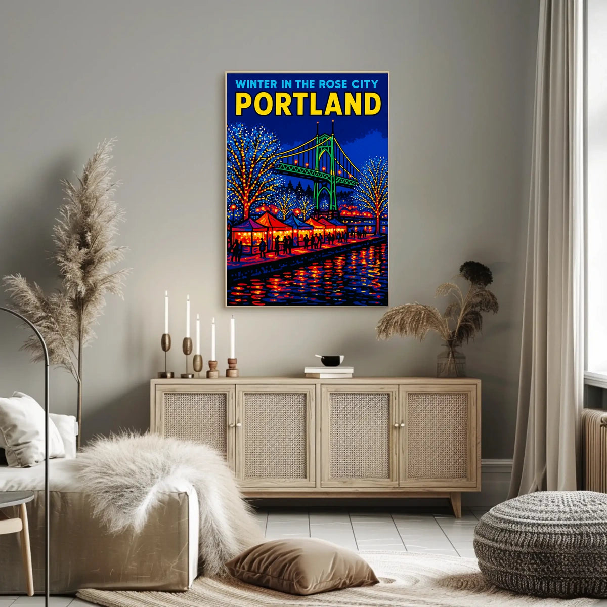 Winter In The Rose City Portland Poster