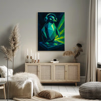 Geometric Penguin With Headphones Poster