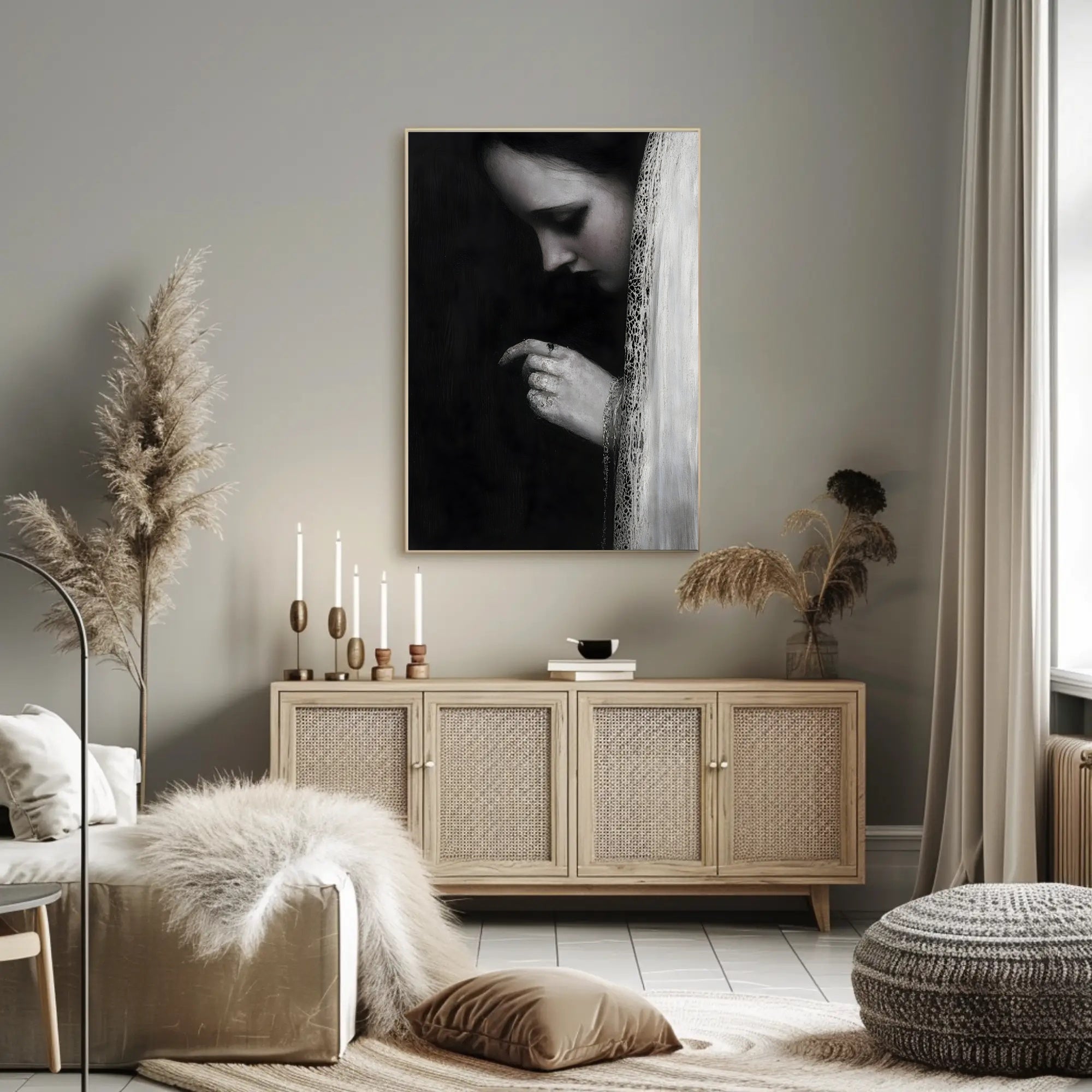 Veiled Elegance: Gothic Romantic Artistic Portrait Poster PosterGoat