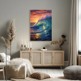 Ocean Wave At Sunset Art Print - Artistic Poster