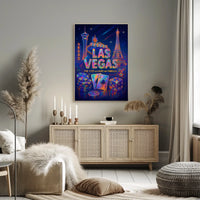 Las Vegas Poster Neon Lights Wall Art For Living Rooms