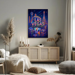 Las Vegas Poster Neon Lights Wall Art For Living Rooms