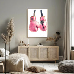 Pink Boxing Gloves Poster Decorative Sports Wall Art