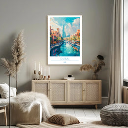 Dubai Cityscape with Burj Khalifa Travel Poster