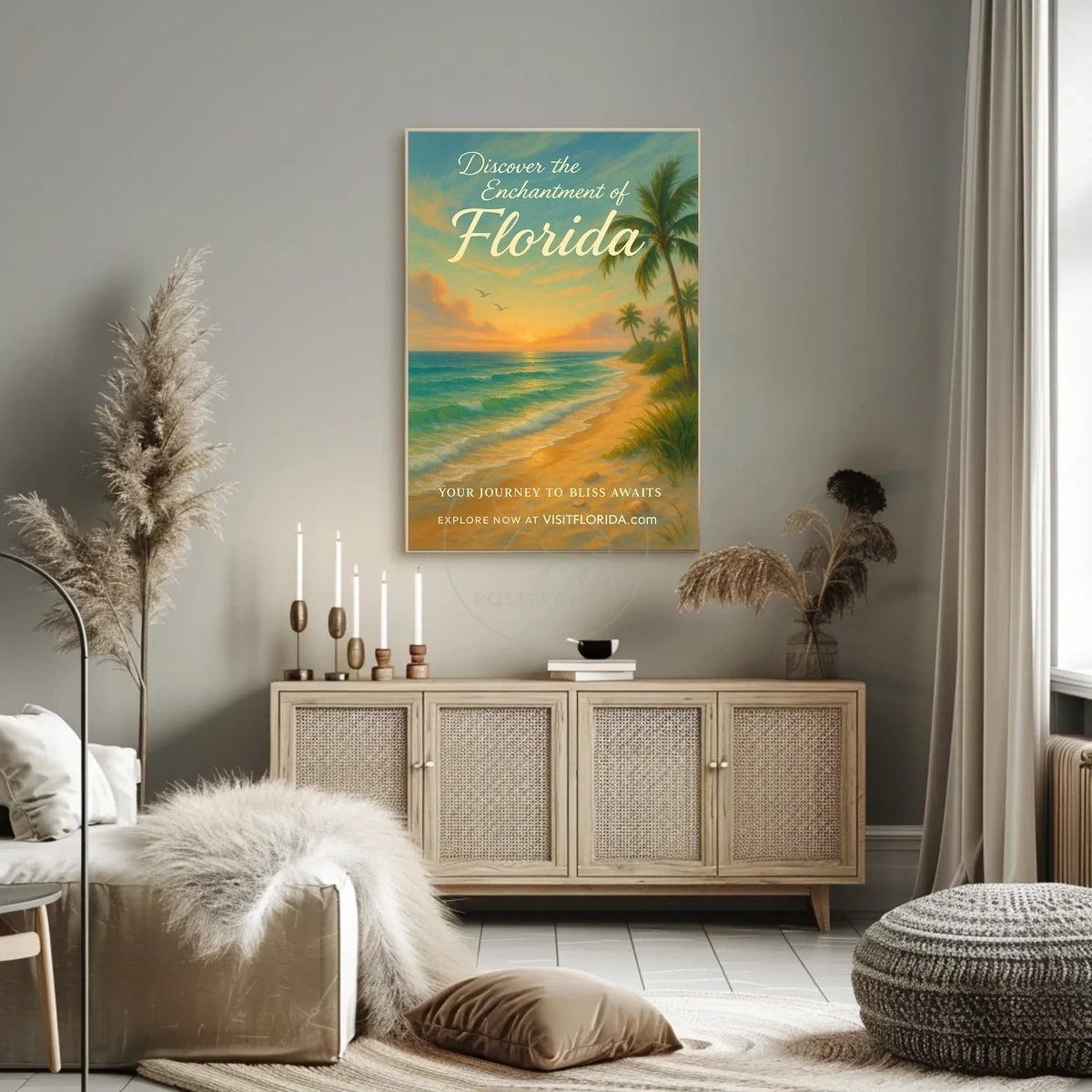 Serene Florida Coastal Sunset Travel Poster