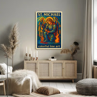 St. Michael Colorful Line Art Poster