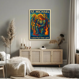 St. Michael Colorful Line Art Poster