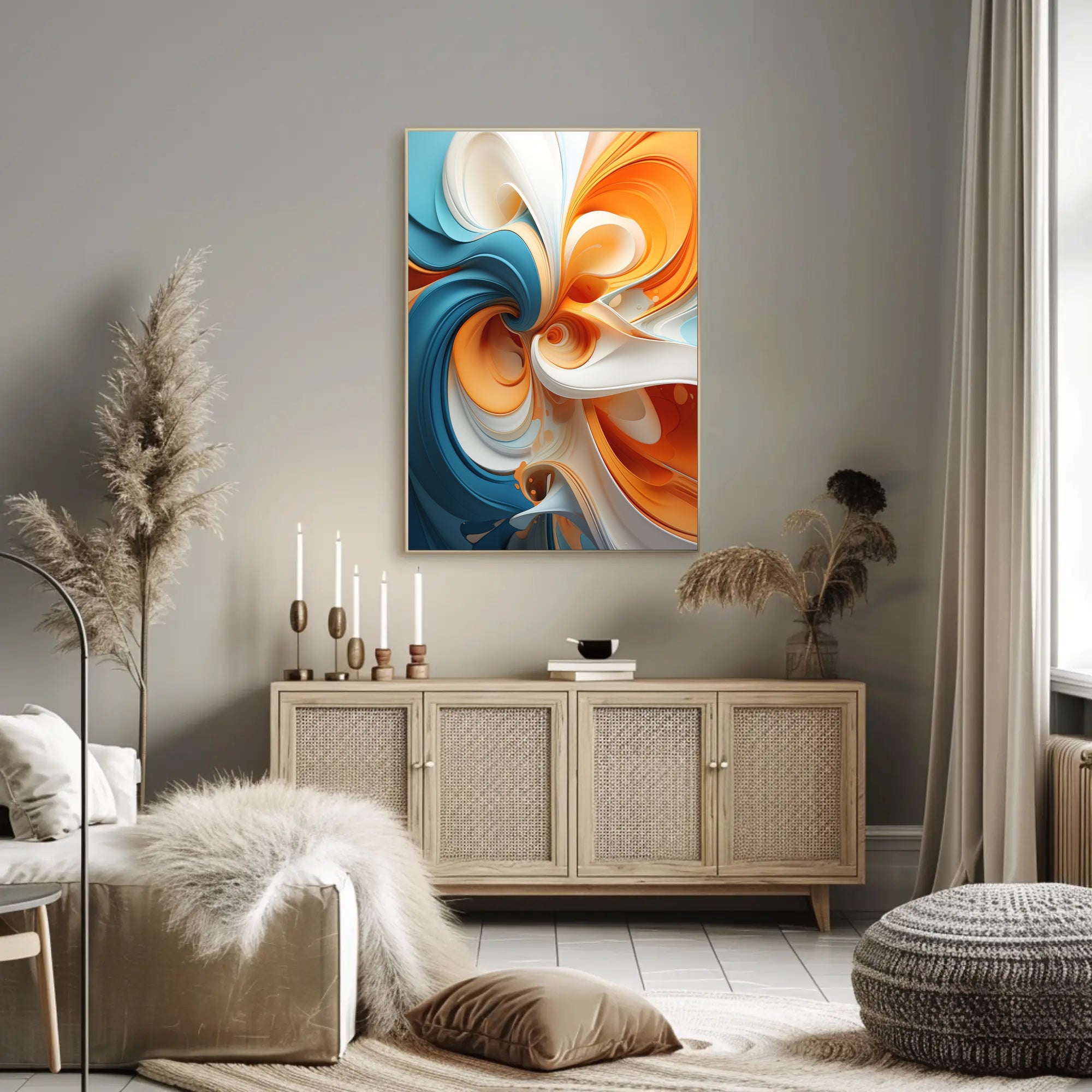 Dynamic Flow Abstract Art for Energetic Spaces Poster