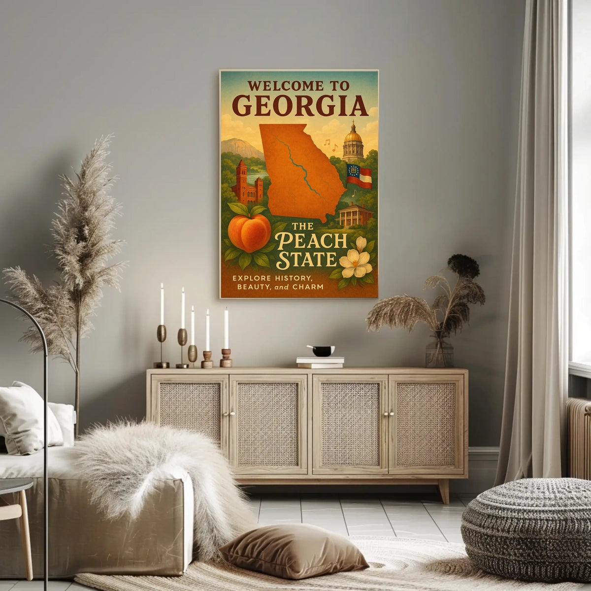 Georgia Peach State Scenic Home Decor Poster