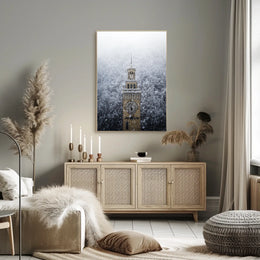 Snow-Covered Clock Tower Poster