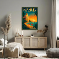 Miami Sunset Magic: Vintage Travel Art Poster