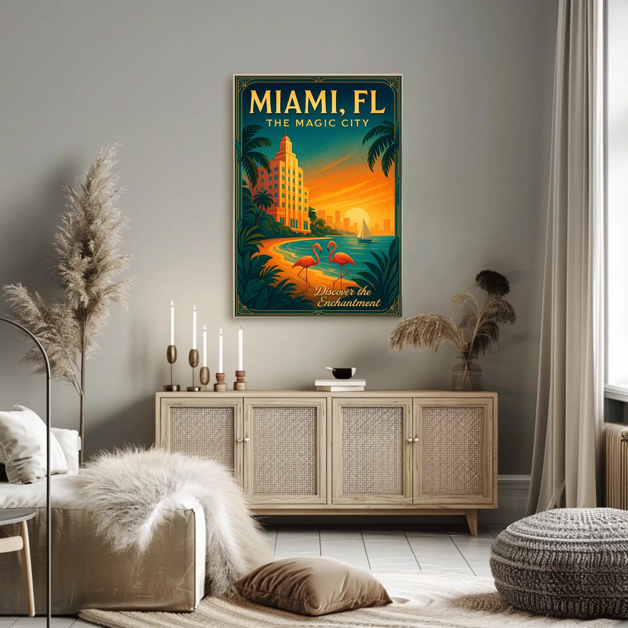 Miami Sunset Magic: Vintage Travel Art Poster