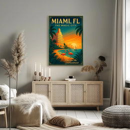 Miami Sunset Magic: Vintage Travel Art Poster