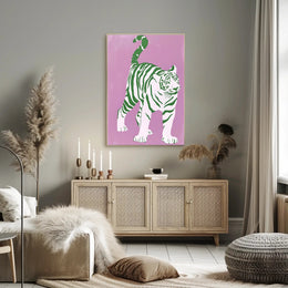 Green Striped Tiger Poster