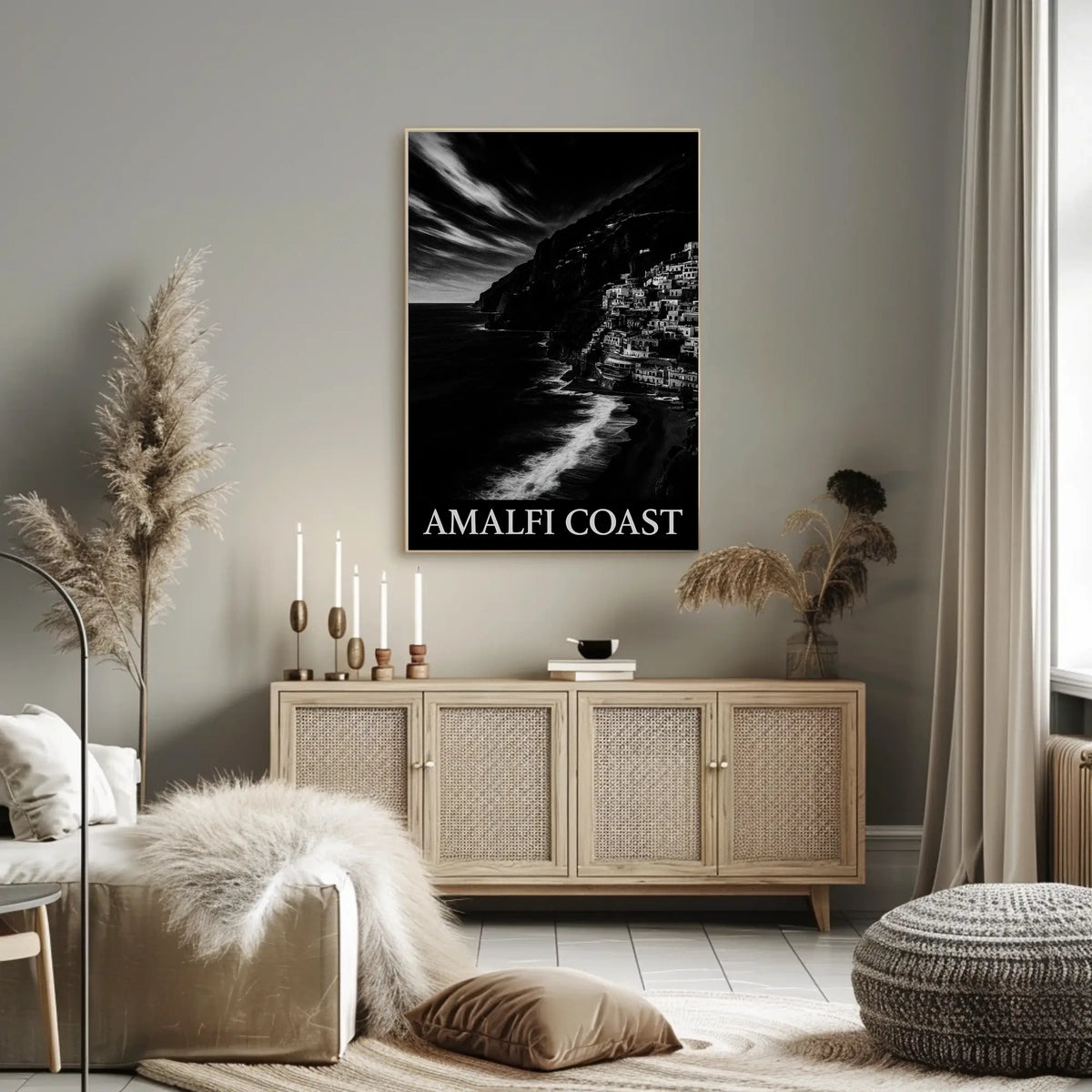 Amalfi Coast Poster Scenic Sunset Seascape Wall Art