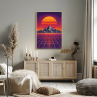 Vibrant Retrofuturistic Synthwave Sunset Futuristic Sci-Fi Poster